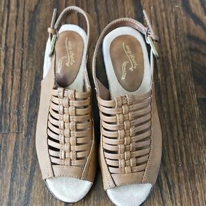 Comfortable Tan Leather Slingback Sandals